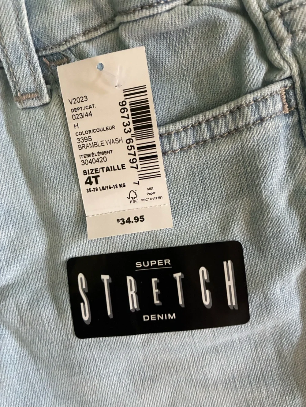 The Children’s Place sz 4T Light Wash Stretch Jeans - Casual Rolled Cuff nwt
